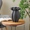 12" Black Ceramic Speckle Textured Vase with Tulip Style Opening